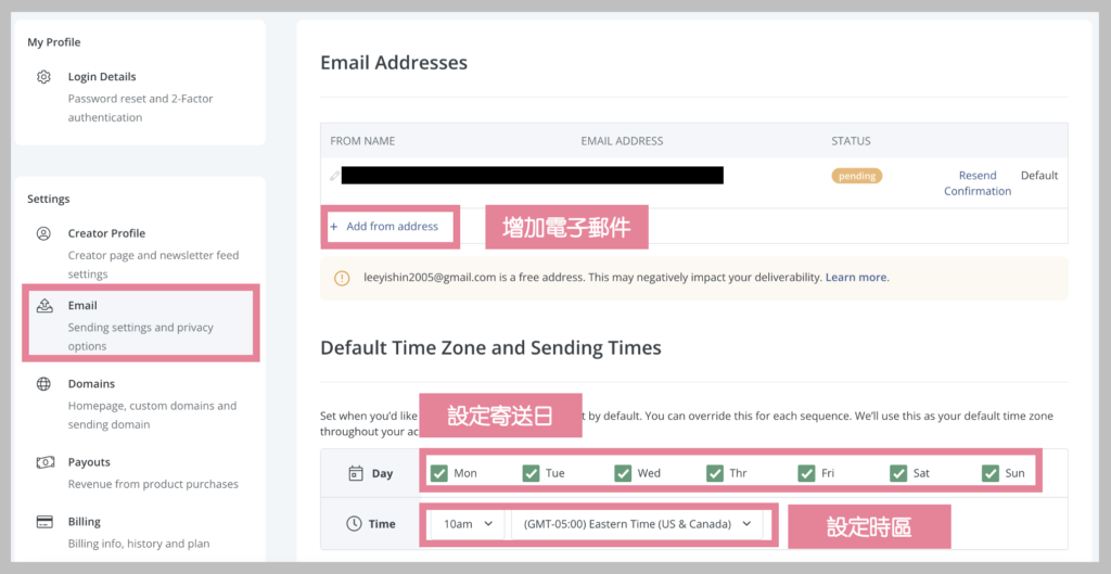 ConvertKit教學-email設定
